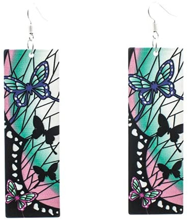 XIGAWAY Anime Demon Shinobu Schmetterlings-Ohrringe Ohrhänger, Cosplay-Requisiten Zubehör, Stein,