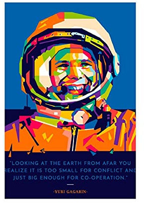 Yuri Gagarin Celebrity Zitate Retro Dekoration 1 Leinwand Poster Schlafzimmer Dekor Sport Landschaft Büro Zimmer Dekor Geschenk Ungerahmt: 30 x 45 cm