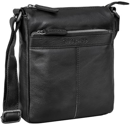 STILORD 'Aspen' Kleine Vintage Umhängetasche Leder Mini Messenger Bag Ledertasche Handtasche zum Umhängen Cross Body Bag Tragetasche Echt-Leder für Damen und Herren, Farbe:schwarz