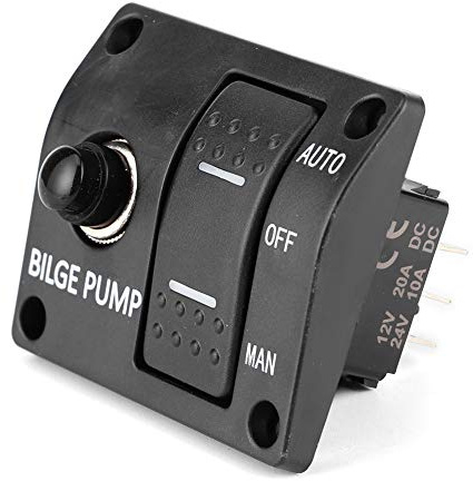 Bilge Pump Control, LED Indicators Bilge Pump Switch Panel for 12V 24V DC Boat Bilge Pump