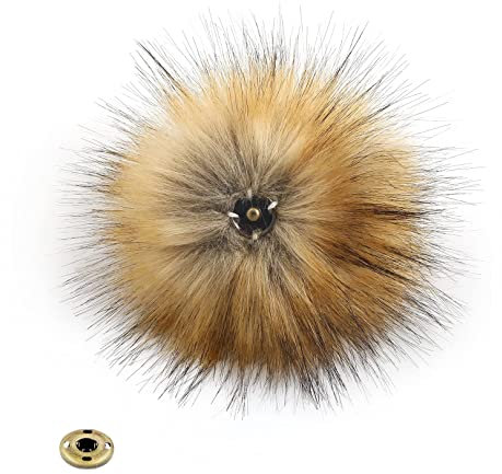 12 Stücke fellbommel mit druckknopf,12CM kunstfell pompon,Faux Fuchs Pelz Flauschigen Pompon Ball mit Abnehmbare Drücken Taste für Abnehmbare Strick Mützen Bekleidung Zubehör.