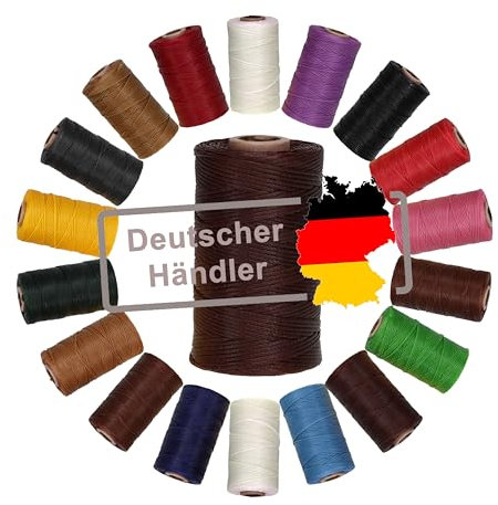 Langlauf Schuhbedarf Ledergarn gewachst 1mm x 0,3mm I Sattlergarn - gewachster Faden aus Polyester stabil & haltbar I Wachsgarn Forellenfaden Outdoor Nähgarn in Profiqualität (braun)