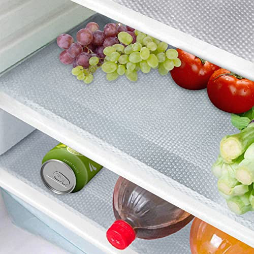 Shinywear 16 Pcs Refrigerator Liners Mats Washable, Refrigerator Mats Liner Waterproof Oilproof, Fridge Liners for Shelves, Cover Pads for Freezer Glass Shelf Cupboard Cabinet Drawer (16 Clear)