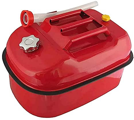 Jerrican Essence en métal Bidon Essence carburants Bidon de stockage de mazout 50/10/20L en métal jerrycan for le stockage de carburant essence diesel conteneur de pétrole + tube flexible, réservoir d