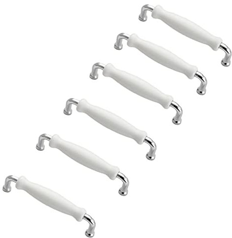 6PCS Cupboard Handle, Ceramic Zinc Alloy Cabinet Handle, Kitchen Drawer Door Handles, Door Knobs for Replacement, for Drawer, Kitchen Cabinet, Bathroom Cabinet, Wardrobe Door(Hole Centre: 128mm)