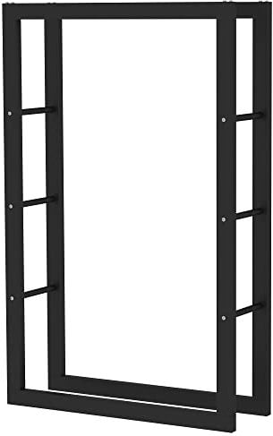 SCHMIDT security tools Kaminholzregal 80x25x125cm Stahl Schwarz Brennholzregal Holzstapelhilfe Holzunterstand Holz-Regal