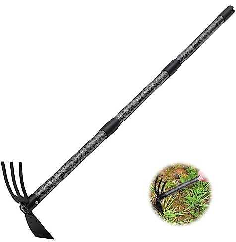 Hoe and Cultivator, Garden Hand Tiller with 45 Long Handle,Heavy Duty Garden Hoe and Cultivator for Gardening,Tilling Soil, Planting