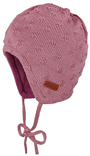 maximo Strickmütze aus Merino Wolle z. binden in Mauve mit BW Fleece Futter 380500 (as3, Numeric, Numeric_39)