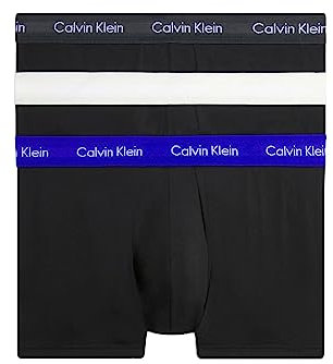 Calvin Klein Herren 3er Pack Boxershorts Low Rise Trunks Unterwäsche, Schwarz (B- Ptm Gry, Spc Blu, Vprs Gry Wbs), S