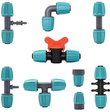 ZAAHH 16 mm Schlauchkupplung Kontermuttern auf 4/7 mm Gartenschlauch Reduzierstück Anschlussstücke T-Stück Winkelstück Stecker Wasserhahn 20 Stück (Color : 16x6mm)