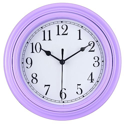 Topkey Orologio Da Parete Silenzioso Da Cucina 9 Pollici Retro Non Ticchettante Orologio Da Parete Decorativo Per La Camera Da Letto e L'Ufficio - Taro Viola