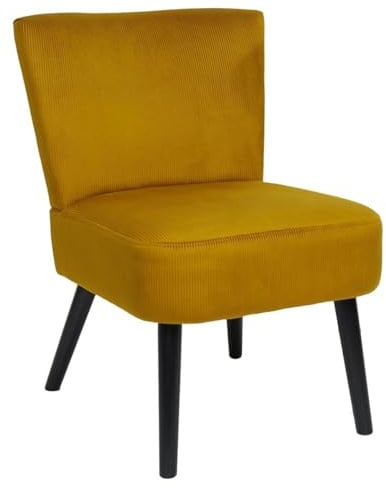 AltoBuy KONAE - Fauteuil Crapaud en Velours Côtelé Ocre
