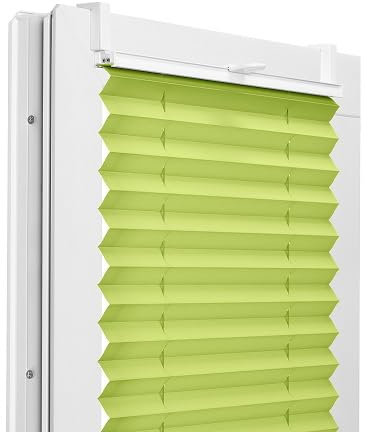 Fenster DEKOR - Plissee Klemmfix ohne Bohren Breite 125 cm x Höhe 130 cm - Fenster Plissees innen Limettengrün - Faltrollo Blickdicht - Faltrollos einfach zu montieren - Blissett Rollo