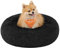Feandrea Hundebett flauschig, Katzenbett, Donut Kissen, waschbar, Polsterung in der Mitte herausnehmbar, Langer Plüsch, 60 cm Durchmesser, tintenschwarz PGW038B01