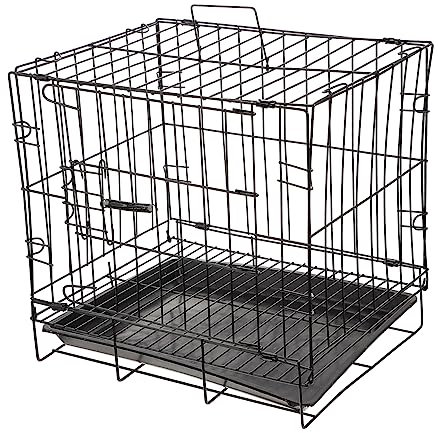 FRCOLOR Folding Pet Crate for Medium Dogs Heavy-duty Iron Wire Dog Kennel Black 35# for Indoor and Outdoor Use Portable