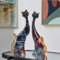 LIKEUDO Einzigartige Harzkatzen Statue für Katzenliebhaber - Perfekte Dekoration für Zuhause und Büro(Graffiti) (Blue + Yellow)