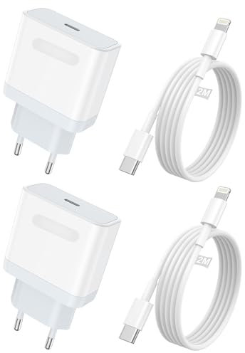 Caricatore Rapido iPhone【Certificato MFi】2 Pack Caricabatterie Rapido USB C con Cavo Lightning 2M Alimentatore a Ricarica per iPhone 14/14 Pro/14 Pro Max/13/13 Pro/12/12 Pro/11/SE/XR/XS/X/8/iPad