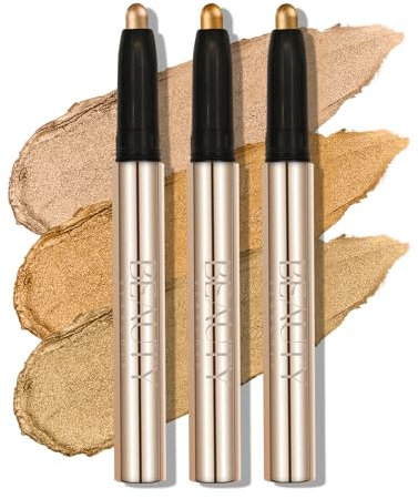 3PCS Lidschatten-Stift-Set, Mehrfarbig, Wasserdichtes Cremiges Langanhaltend Augen-Makeup, Natürliche & Schimmernde Farbtöne Konturen-Stift, Frauen-Make-up-Set (#D)