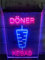 KEYQEEN Doner Kebab Enseigne au néon LED, Kebab Shop Restaurant, néons Double Couleur pour décoration Murale, Panneau Lumineux USB,Blue Red,30x20cm