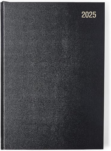 Letts of London Standard-Terminplaner 2025, A4, ein Tag pro Seite, Schwarz