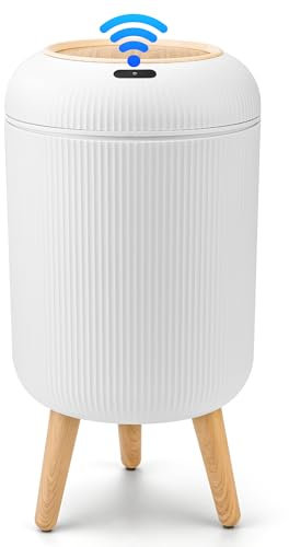 Pukomc Basurero inteligente con sensor, conveniente e higiénico, fácil de usar, con sensor tecnológico, impermeable, cubo de basura de plástico para cocina, baño, dormitorio, sala de estar, oficina y