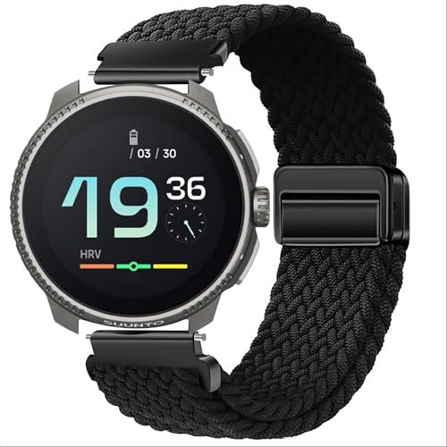 GIOPUEY Armband Kompatibel mit SUUNTO Race 49mm, Geflochtenes Nylon Armband [Unisex] elastisch Ersatzarmband - Black