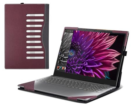 Laptop-Hülle für Lenovo Yoga Pro 9i (40,6 cm (16 Zoll) Intel-Laptop, All-Inclusive-Hülle, sturzsicher, PU-Leder, Innentasche, Weinrot
