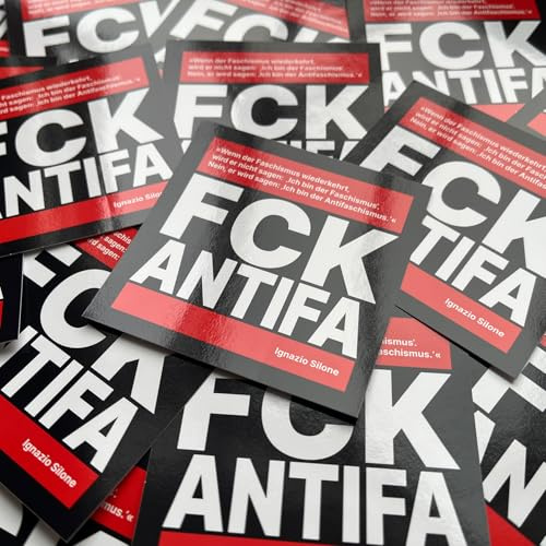 FCK Antifa Aufkleber, 100 Stück, Schwarz, Quadratisch, Typografie, Hochglanz-UV-Lack, Outdoor, Wiederverwendbar, Aufkleber, Sticker