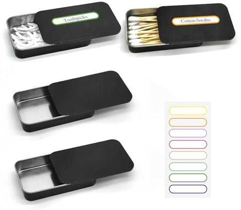 Cotton Swab Holder per Viaggio, 2 Pz Portatile Piccolo Cotone Bud Holder Contenitore Vuoto Scatola di Metallo con Slide Top per Cotton Ball Toothpicks Cravatte Capelli - Nero