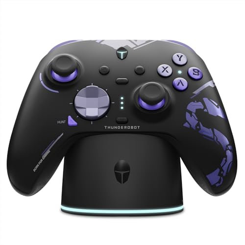 Thunderobot G80 PC Gaming Controller for NS/PC/iOS/Android, Adjustable Hall Joystick, Hall/Micro Triggers, Bluetooth Gaming Controller with Charging Dock, Optical Micro Switches, RGB Lighting (Black)