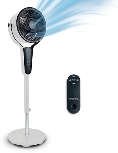 Innoliving Ventilatore a Piantana Digitale High Tech INN-533/INN-534, Slim Design, Display Touch, Telecomando, Oscillazione 3D, Timer 12h, 3-12 Velocità, 50W, Ventilazione Potente fino a 5m (INN-534)