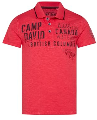 Camp David Herren Poloshirt mit Label-Applikationen Red Orange