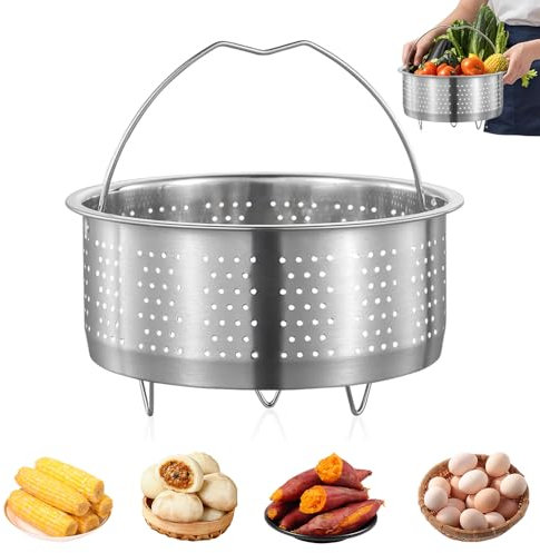 Kozdtiz Dampfgarer Einsatz Edelstahl 304, Dämpfeinsatz für Topf, 17.5 cm Dünsteinsatz für töpf, Siebeinsatz für Töpfe für Töpfe, Kochtöpfe, Schnellkochtopf Dünsten von Gemüse Früchte Eier silbrig