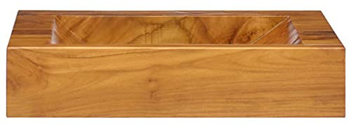 Lavabo de madera maciza de teca, 50 x 35 x 10 cm, madera de teca finamente pulida con acabado, duradero y fácil de limpiar, para baño y cocina
