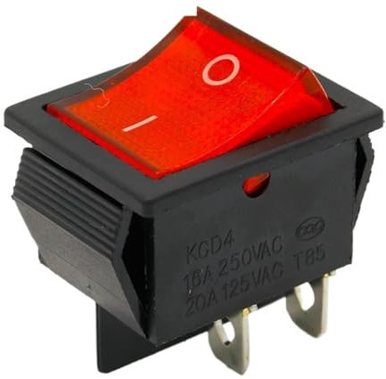 2 pezzi/lotto interruttore a pulsante rosso a 4 pin for barca, accensione/spegnimento, 250 V, 16 A, CA, AMP 125 V/20 A