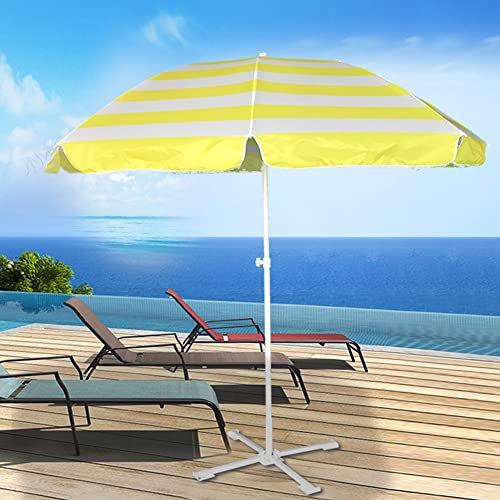 Parasol de plage portable jaune 240 cm, protection UV50, pare-soleil rayé pour voyage, accessoire de plage en plein air, léger et élégant, protection solaire