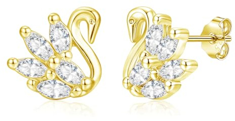 Loutade 925 Sterling Silber Blumen/Vierblättriger/Schwan Ohrstecker | Ohrringe Stecker mit Cubic Zirkonia, 8mm Kleine Funkelnd Knorpel Schlafen Ohrstecker, Ohrringe für Damen Mädchen