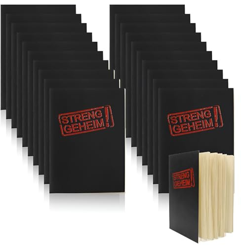 20 Stück „STRENG GEHEIM“ Mini Notizblöcke Klein, Detektiv Blanko Notizbuch