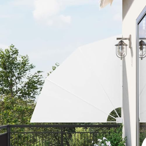 Balcón, blanco, 140 x 140 cm, poliéster, parasol, exterior, toldo plegable para terraza, jardín, tela de sombra resistente a los rayos UV, toldo rectangular