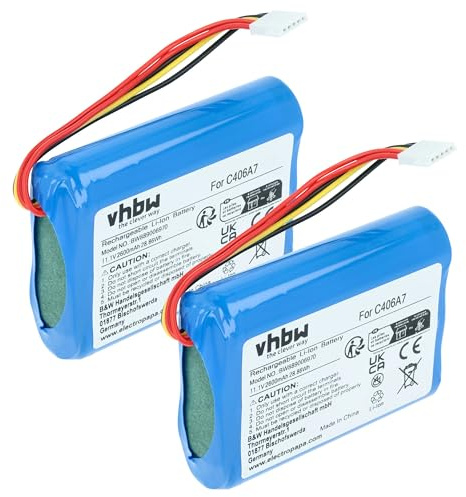 vhbw 2X Akku kompatibel mit Marshall Middelton Lautsprecher Boxen Speaker (2600 mAh, 11,1 V, Li-Ion)