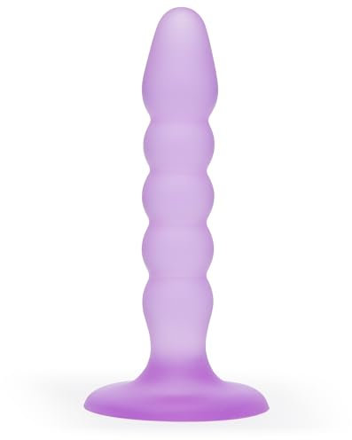 Lovehoney Anal Dildo - 5 Inch Suction Cup Dildo - Flexible Slimline Ribbed Anal Toy - Harness Compatible for Strap On and Pegging Play - Adult Sex Toy - Waterproof - Purple