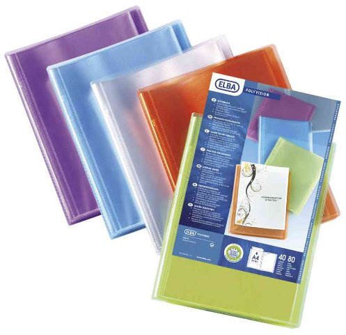 Elba Polyvision Protège documents personnalisable 80 vues 40 pochettes Assorties Lot de 12