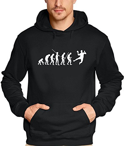 Coole-Fun-T-Shirts Sweatshirt HANDBALL Evolution ! Hoodie, schwarz, S, 10649_schwarz-HOO_GR.S