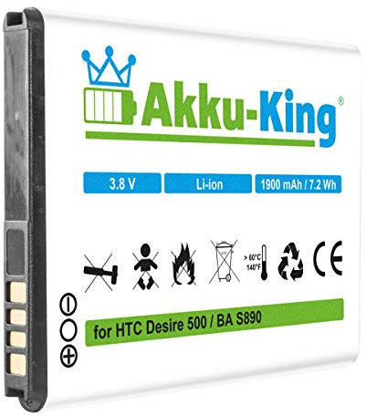 Akku-King Akku kompatibel mit HTC BA S890, BA-S890, BM60100 - Li-Ion 1900mAh - für Desire 500, One SC, ST, SU, SV