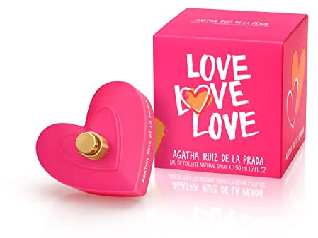Agatha Ruiz de la Prada Perfumes - Love Love Love, Eau de Toilette pour Femme - Longue Durée - Parfum charmant, ludique et moderne - Notes fruitées, hespéridées et florales - Idéal pour la journée - 50 ml