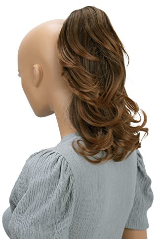 CAISHA 35cm Haarteil Helena Zopf Haarverlängerung mit Butterflyklammer Voluminös Gewellt Braun Mix H96
