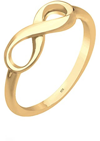 Elli Ring Damen Infinity Undendlichkeit in 925 Sterling Silber vergoldet