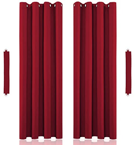 John Aird Blackout Curtains Thermal Energy Saving Eyelet Curtains for Bedroom & Living Room Including Tie Backs (Red, W 46 x L 54 (2 Panels)