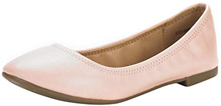 DREAM PAIRS Women's Slip On Round Toe Ballerina Ballet Flats Pumps Shoes Sole Happy Pink Size 8 US/ 6 UK