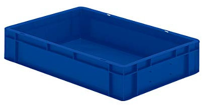 Certeo Euro-Format-Stapelbehälter, Wände und Boden geschlossen - LxBxH 600 x 400 x 120 mm - blau, 24 Liter, 5 Stk, Polypropylen (PP), Euronorm Stapelkasten